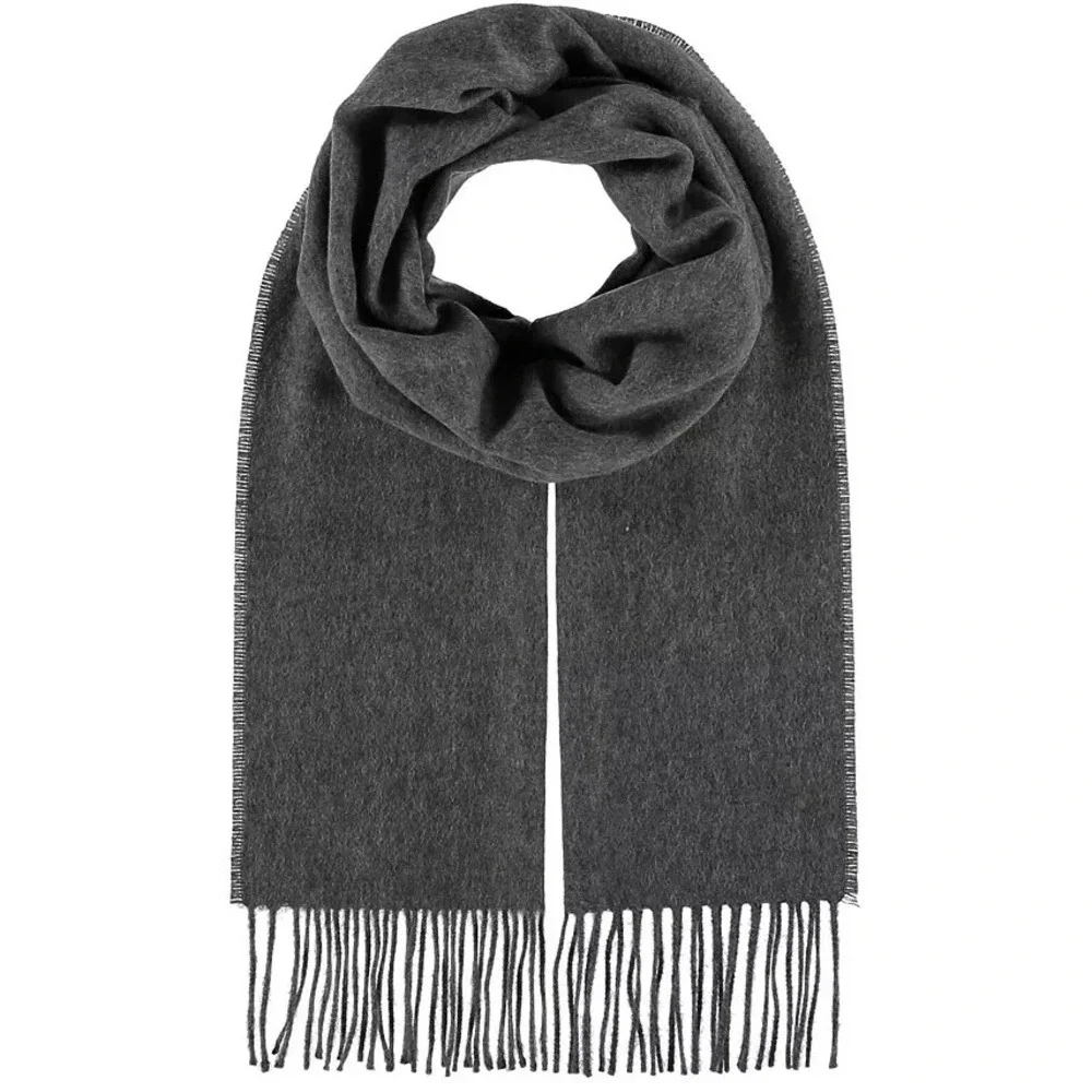 V. FRAAS Men's 100% Cashmere‎ Solid Scarf Grey NEW $168
